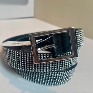 ASOS Large Black Rhinestone Belt Silver Crystal Embellished Statement New